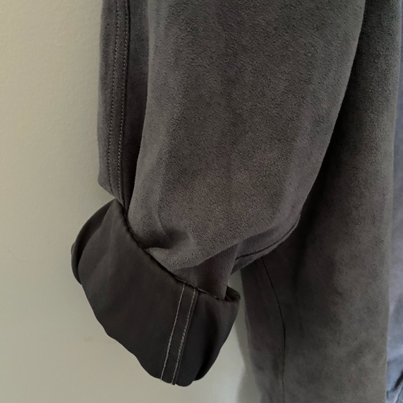 Suede style grey button up - Picture 2 of 6